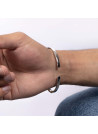 Bracelet jonc Homme ALBAN en Argent massif 925 et Zirconium Noirs