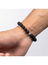 Bracelet Homme élastiqué pierres noires "VOLCANO"