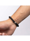 Bracelet Homme élastiqué pierres noires "VOLCANO"