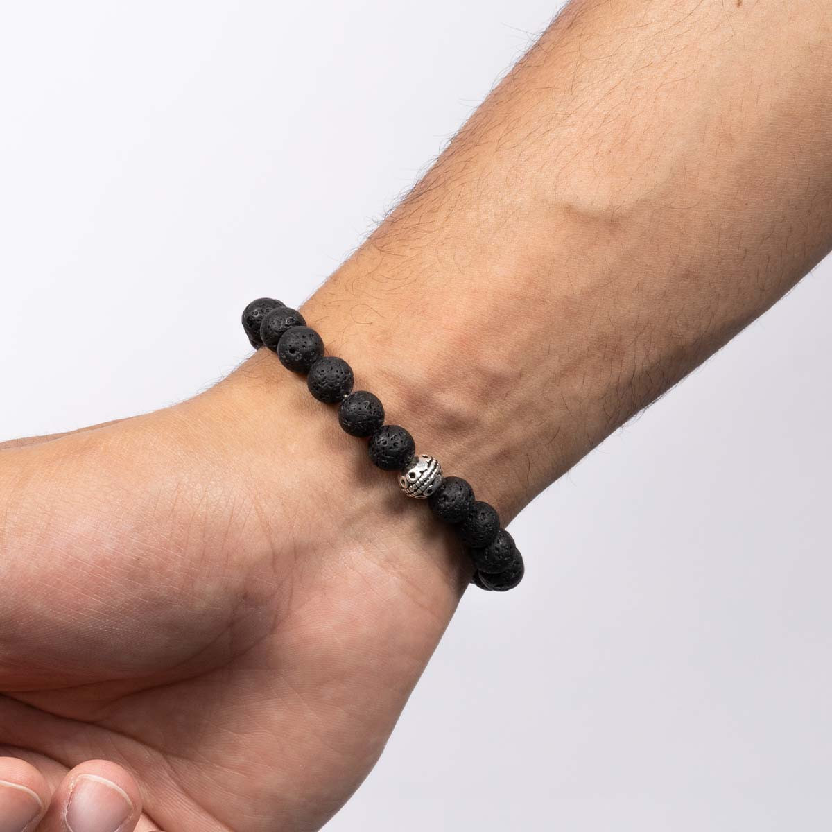 Bracelet Homme élastiqué pierres noires "VOLCANO" Bracelet Homme "Talren" Taille S