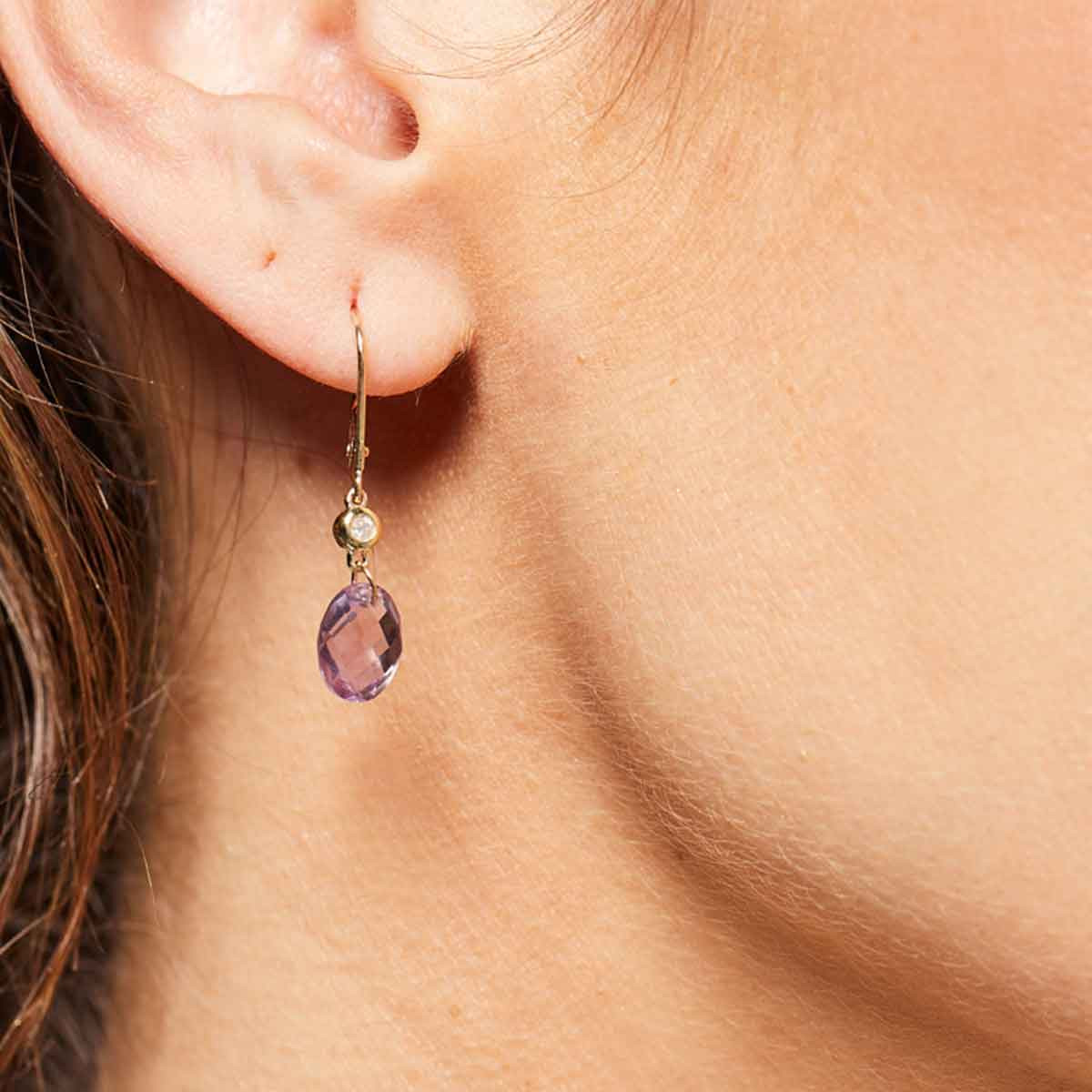 Boucles d'oreilles "Olivia Améthyste" Or et Diamants Boucles d'oreilles "Tamara" Or jaune et Améthyste