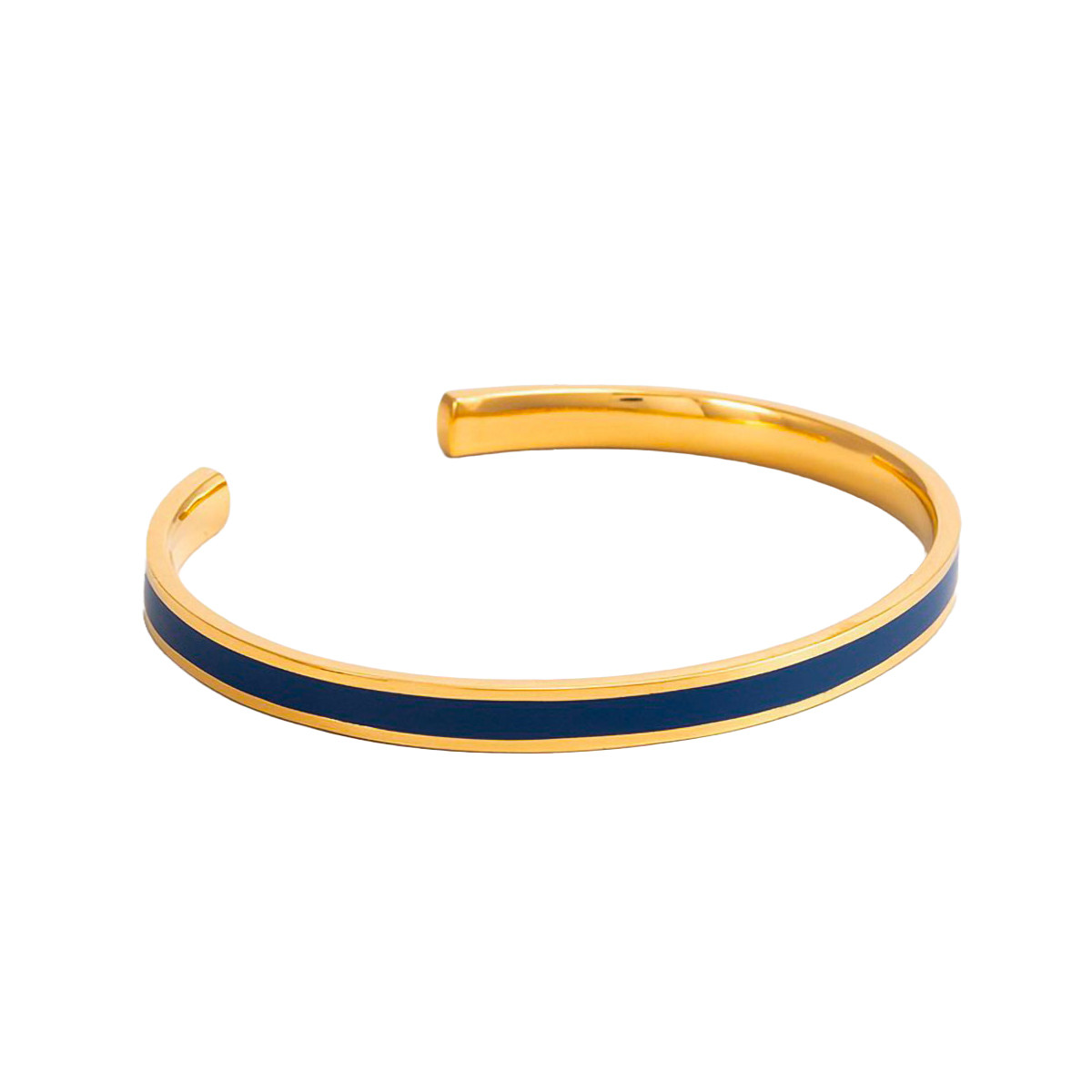 Bracelet jonc ouvert "CORFOU'' émail Bleu finition dorée Bracelet jonc ouvert "CORFOU'' émail Bleu finition dorée