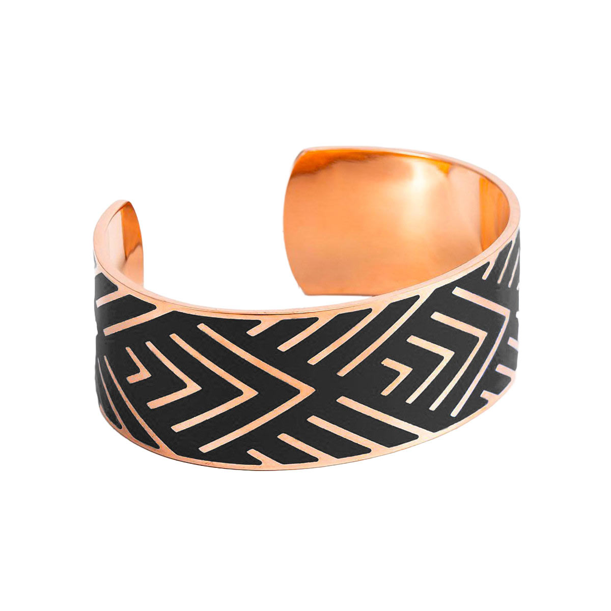 Bracelet Manchette HARMONIEA émail noir finition rosée