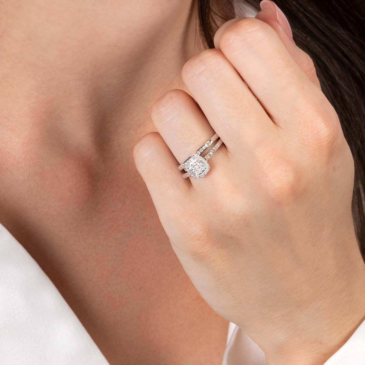 Bague "Mon voeu le plus cher" Or blanc et Diamants Bague " Athénaïs" Or blanc et Diamant
