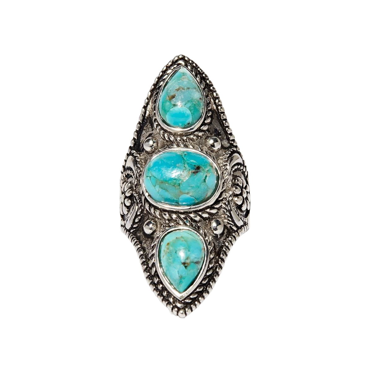 Bague "Calli Turquoise" Argent 925 Bague "Pino" Turquoise 4,5ct/3 et Argent Massif 925/1000