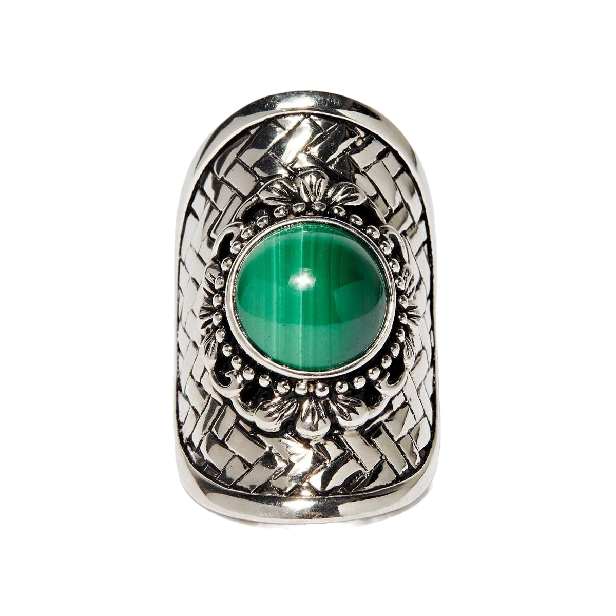 Bague "Ocelotl Malachite" Argent 925 Bague "Tecoma" Malachite 4,90ct et Argent Massif 925/1000