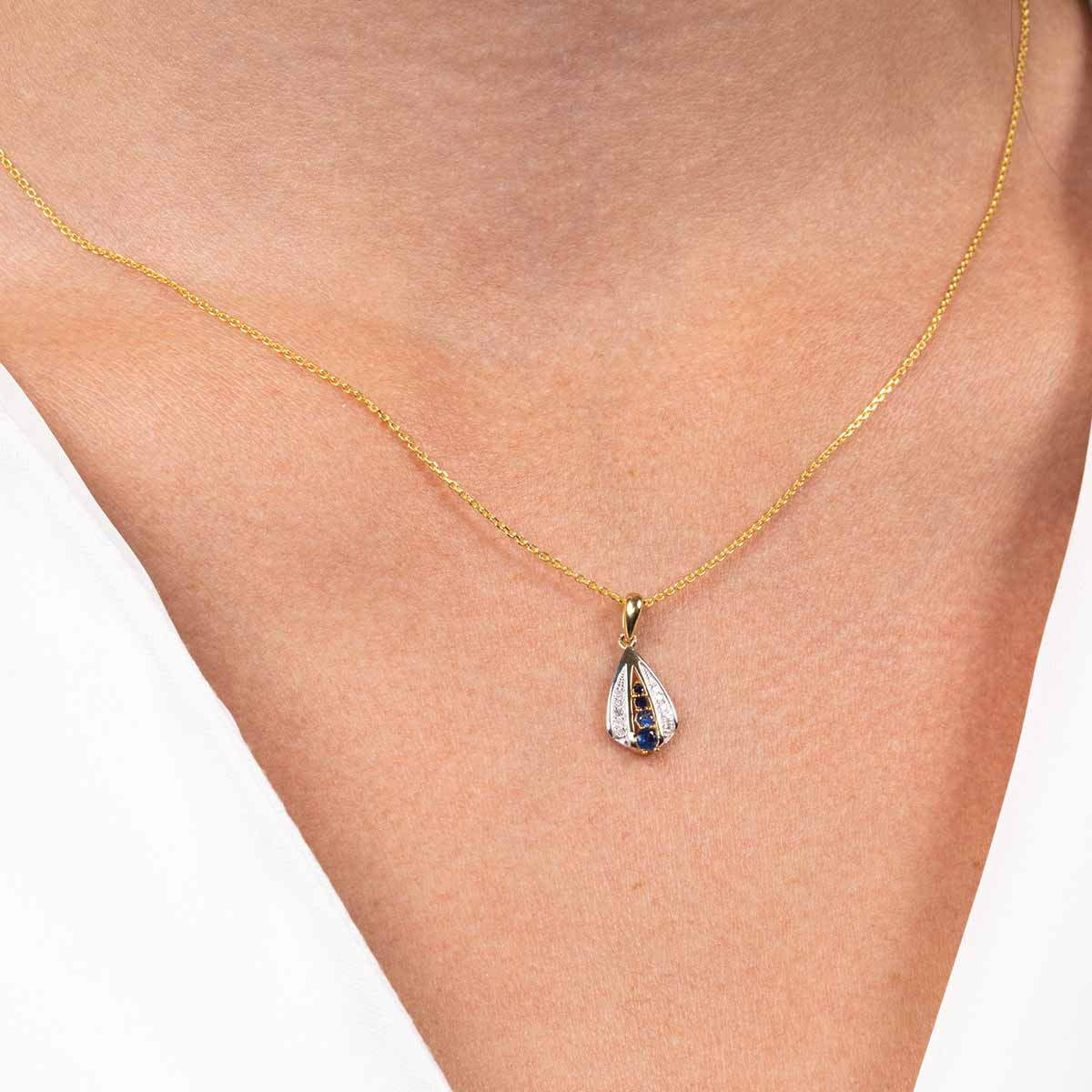 Pendentif Or Jaune Diamant et Saphir Pendentif "Florina" Or jaune et Saphir
