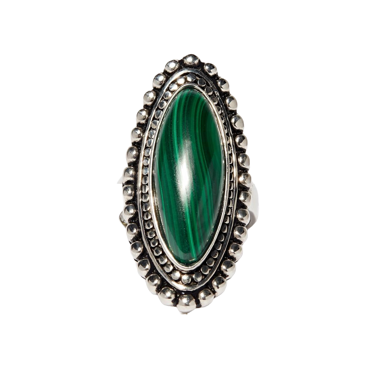Bague "Mixcoalt Malachite" Argent 925 Bague "Tulipán" Malachite 9ct et Argent Massif 925/1000