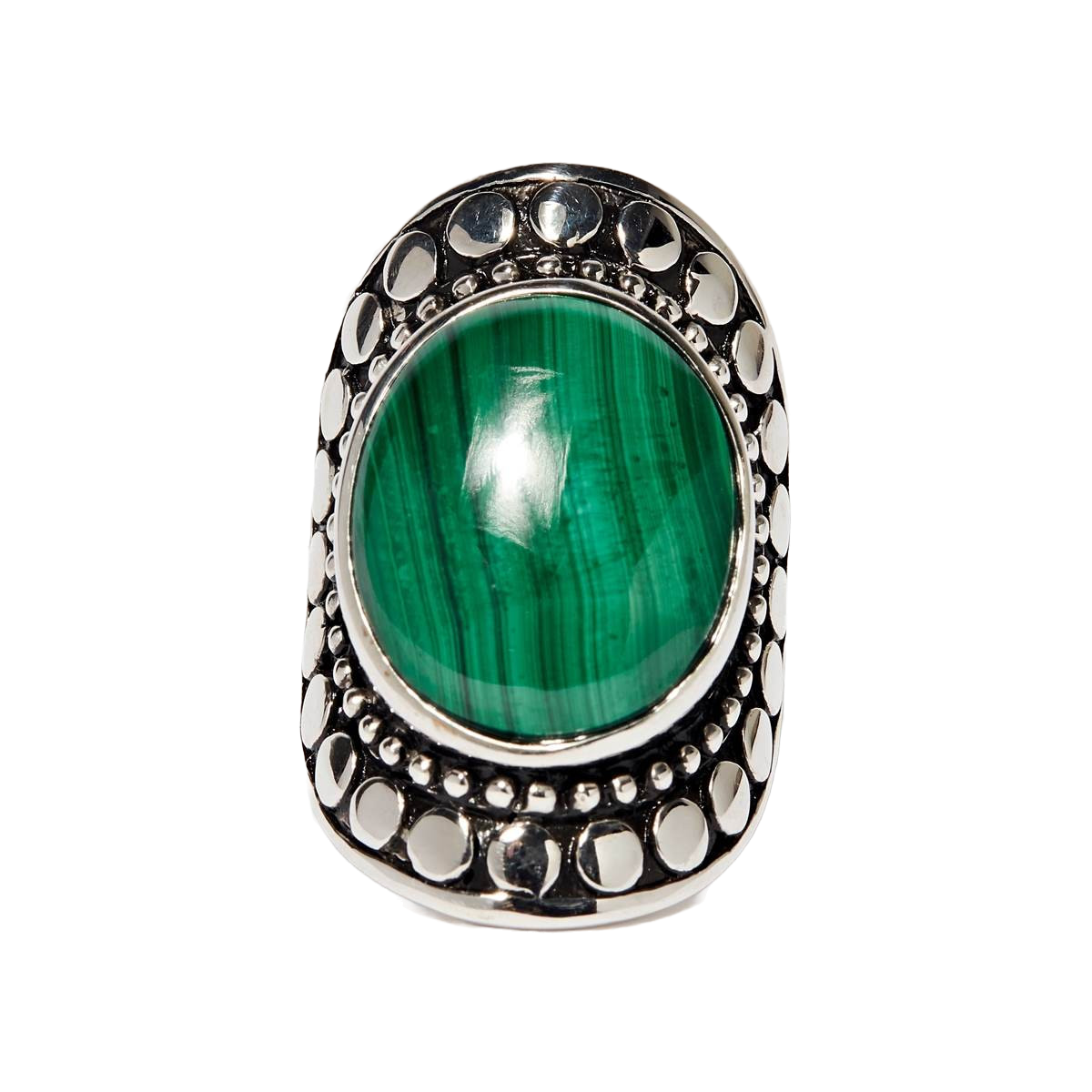 Bague "Zinnia" Malachite 13ct et Argent Massif 925/1000