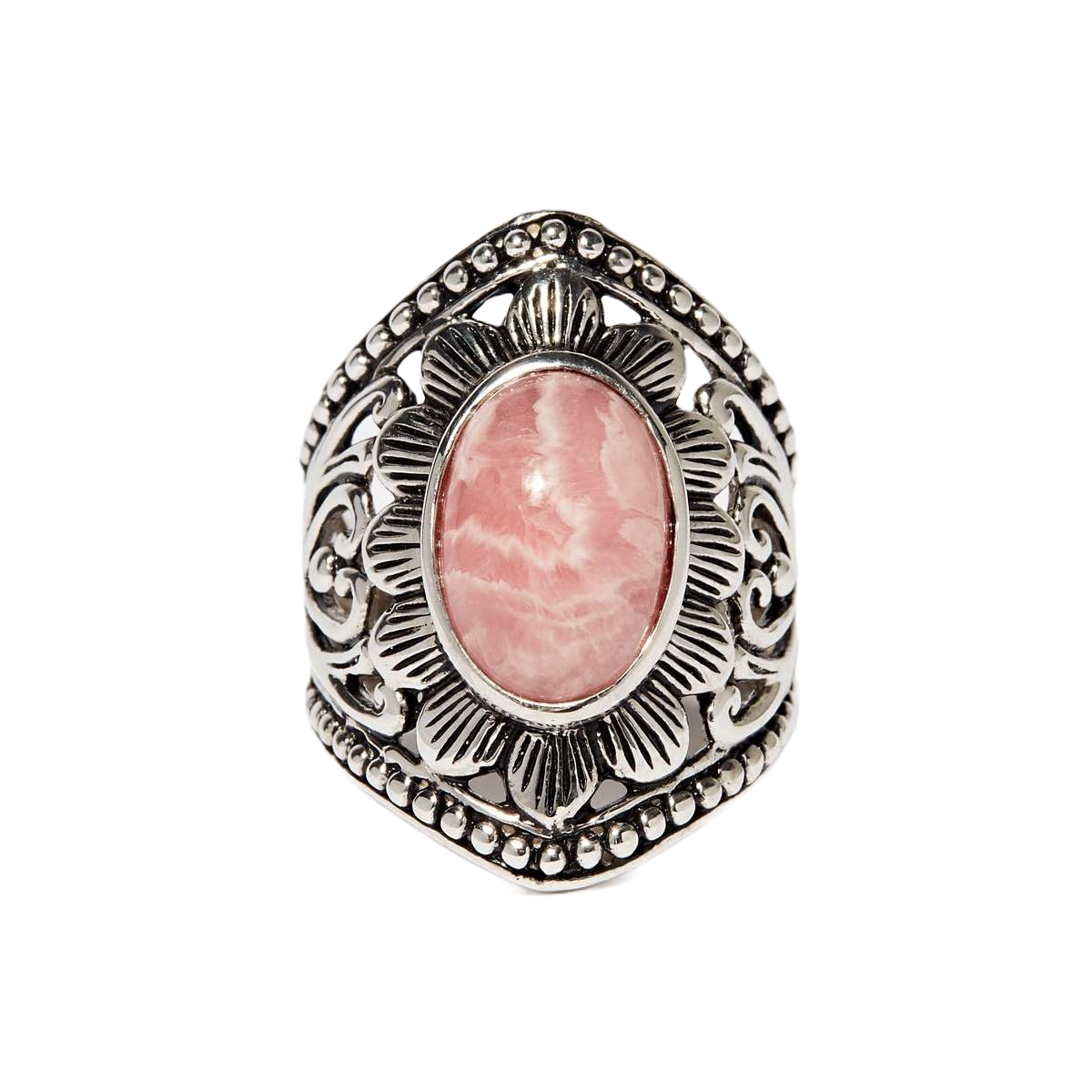 Bague "Axux Rhodochrosite" Argent 925 Bague "Chamico" Rhodochrosite 4ct et Argent Massif 925/1000