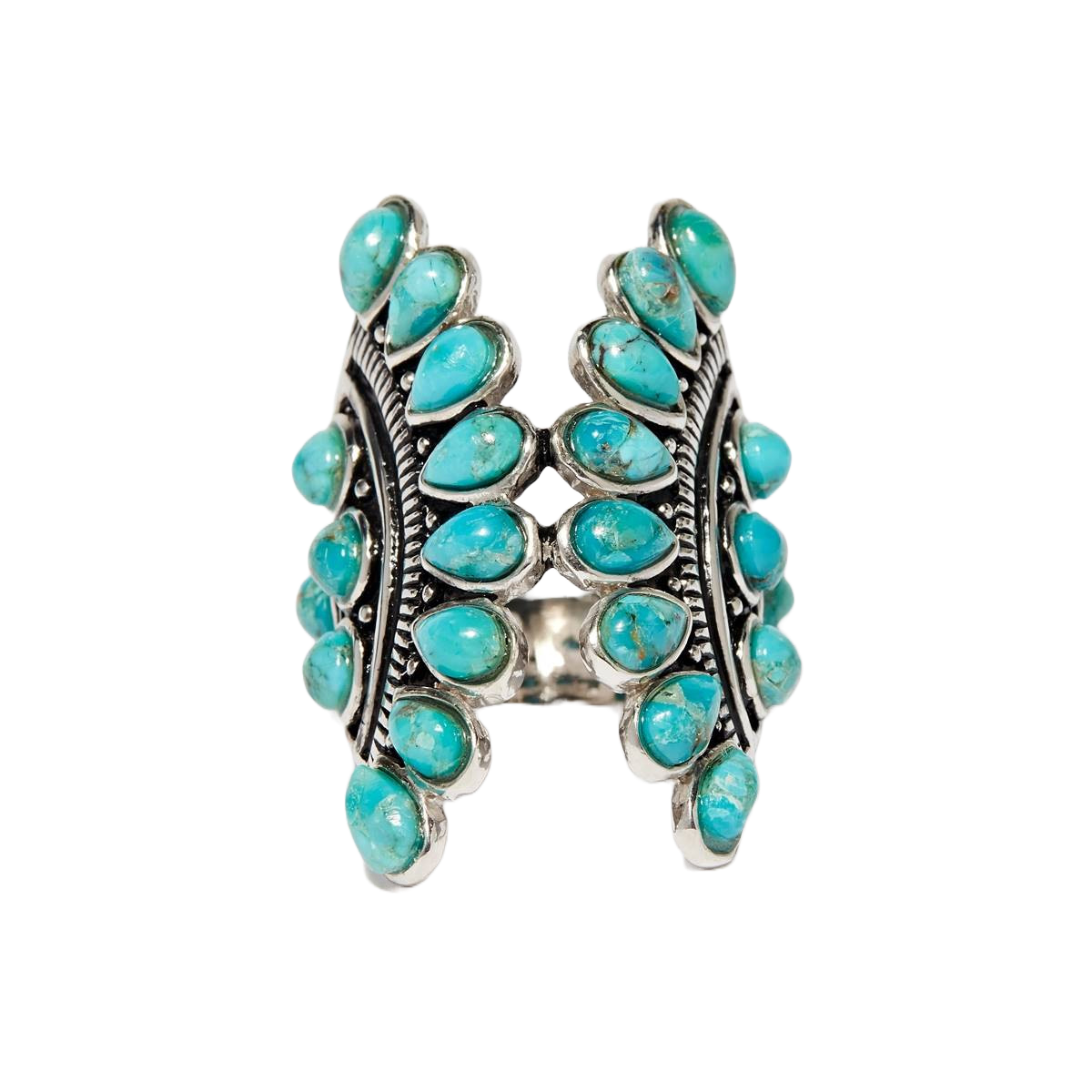 Bague "Pacan Turquoise" Argent 925 Bague "Clavellina" Turquoise 4ct et Argent Massif 925/1000