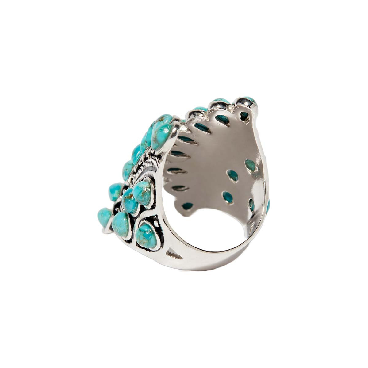 Bague "Pacan Turquoise" Argent 925 Bague "Clavellina" Turquoise 4ct et Argent Massif 925/1000