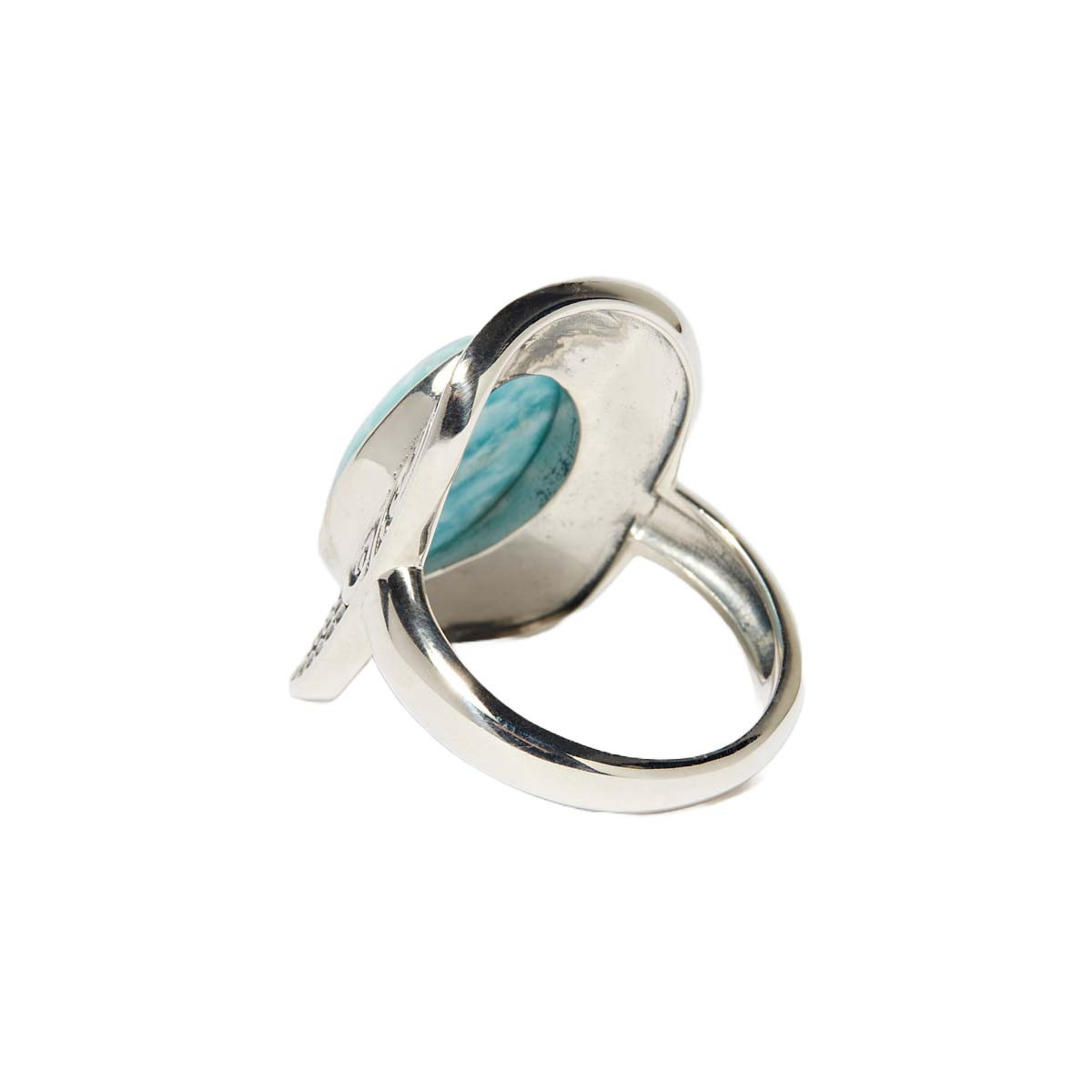 Bague "Sokemitzin" Argent 925 Bague "Frangipani" Larimar 4,80ct et Argent Massif 925/1000