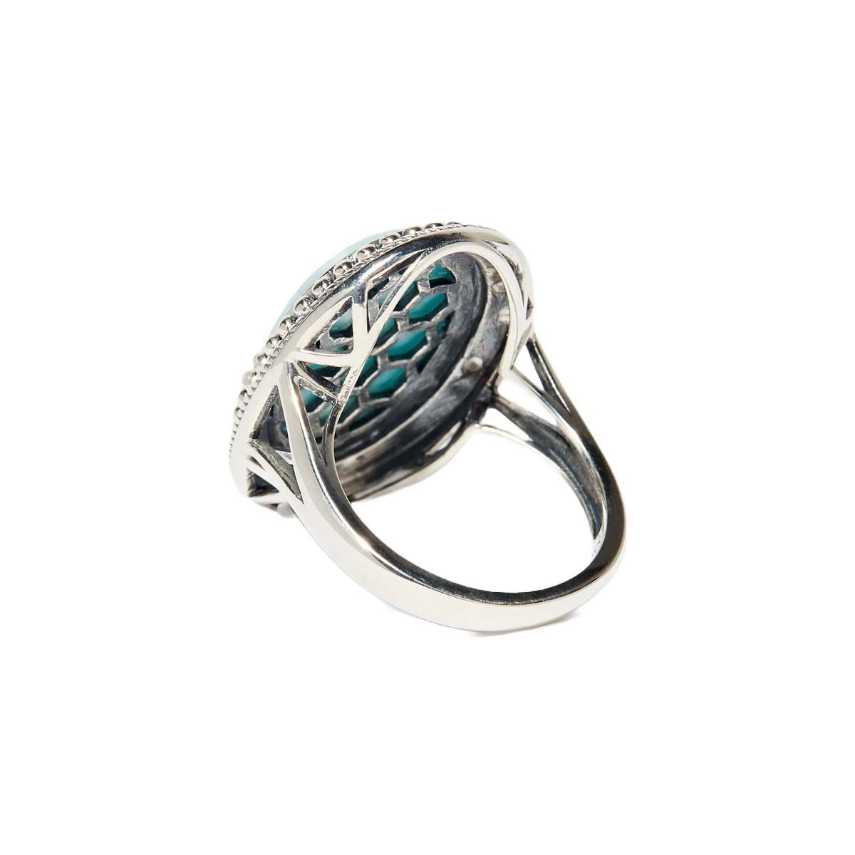 Bague "Opatza" Argent 925 Bague "Haba" Larimar 6,38 ct et Argent Massif 925/1000