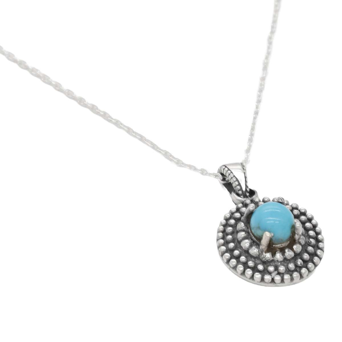 Collier "Pochote" Turquoise 0,10ct et Argent Massif 925/1000