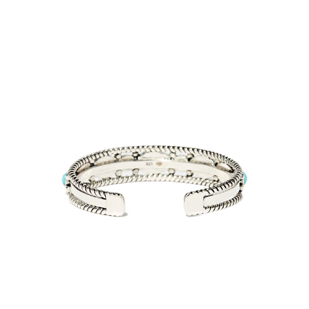 Bracelet ajustable argent massif et pierre naturelle Bracelet Ajustable "Piquillín" Turquoise 10,65 ct/6 et Argent Massif 925/1000