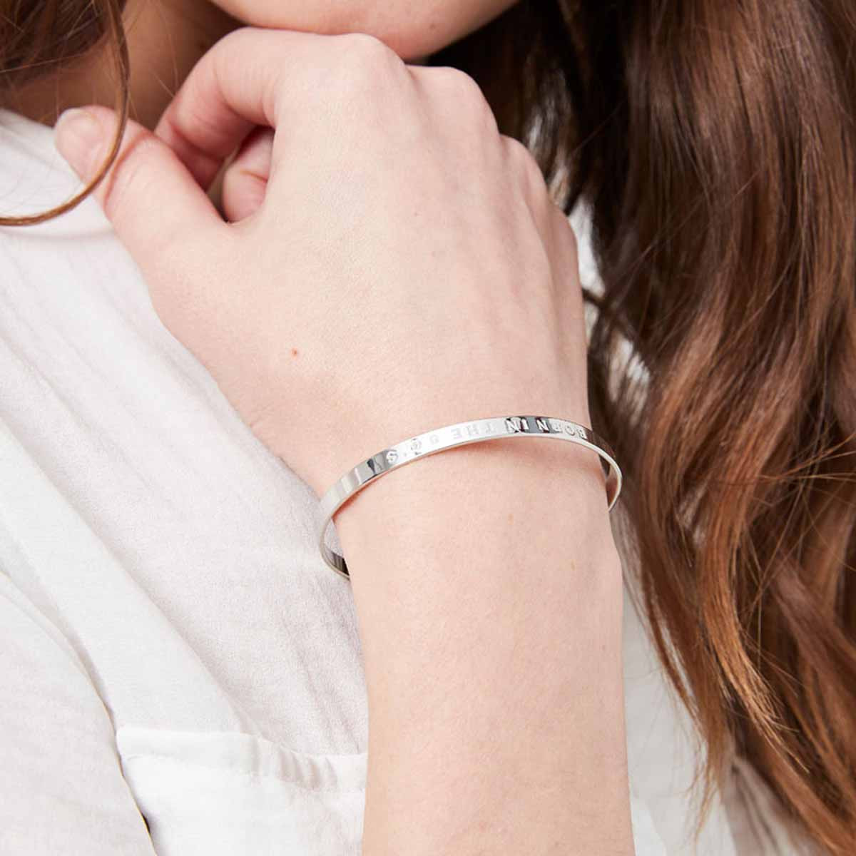 "BE MY VALENTINE" bracelet jonc argenté à message
