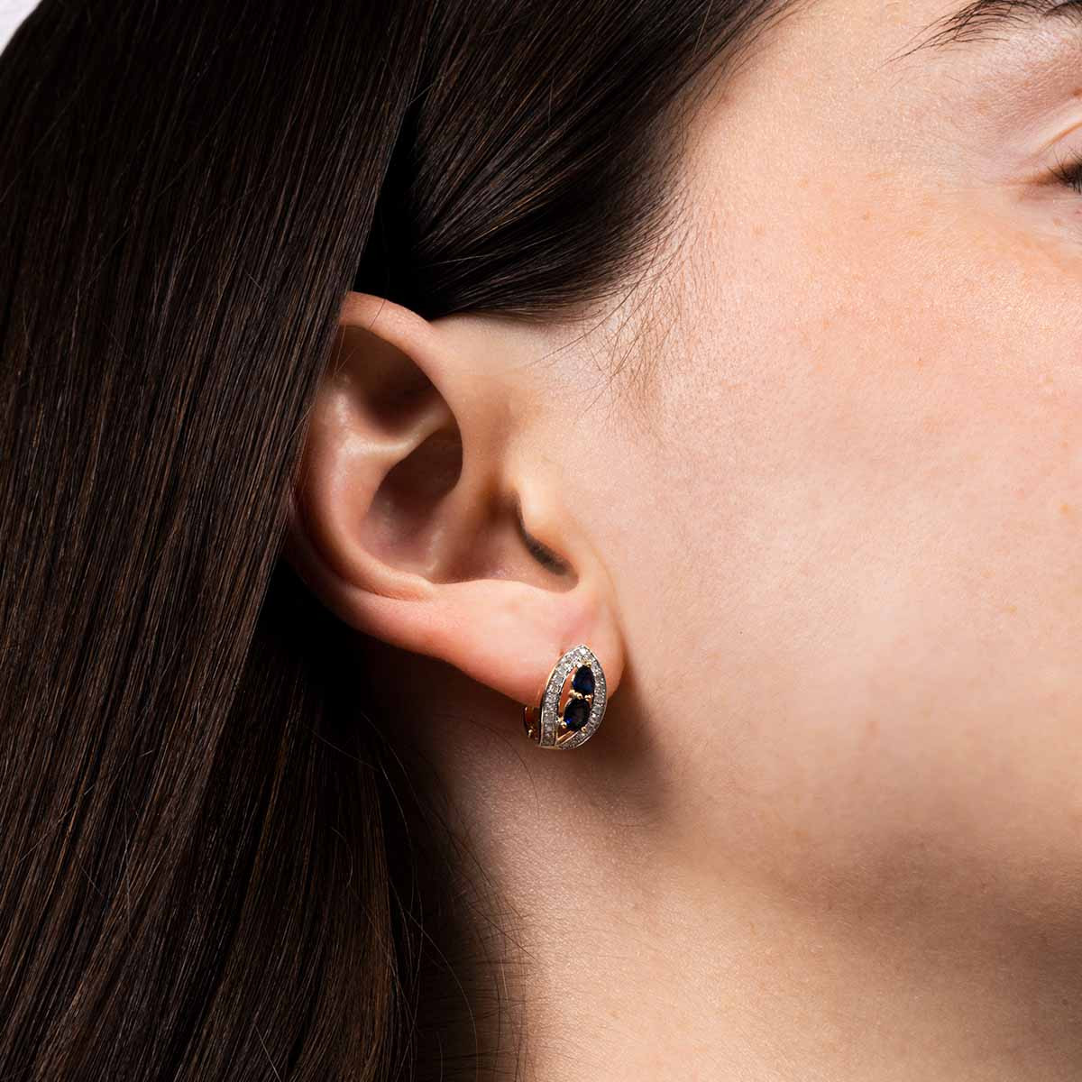 Boucles d'oreilles "Noéline" Or jaune et Saphir