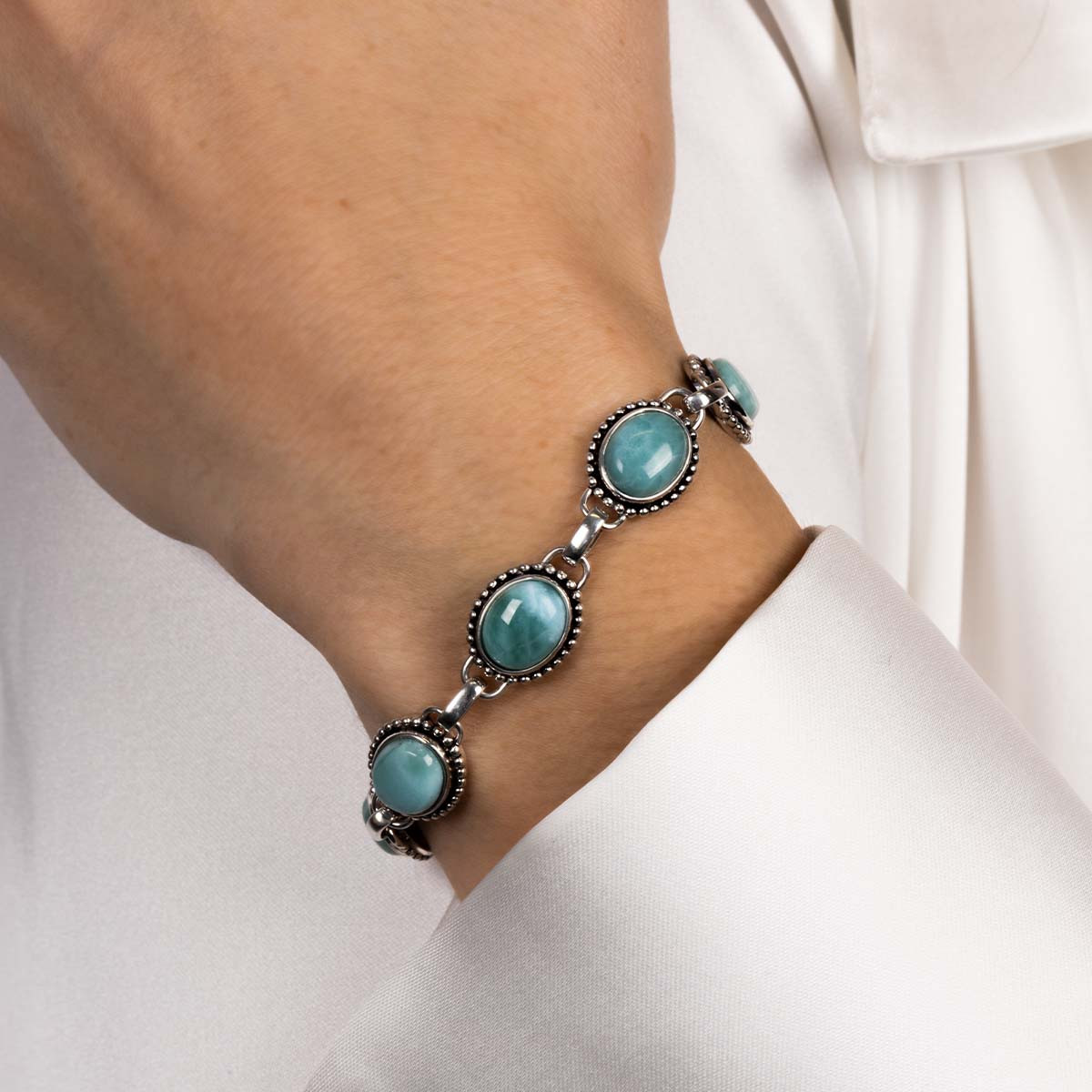 Bracelet "Baobab" Larimar 8,50ct/6 et Argent Massif 925/1000