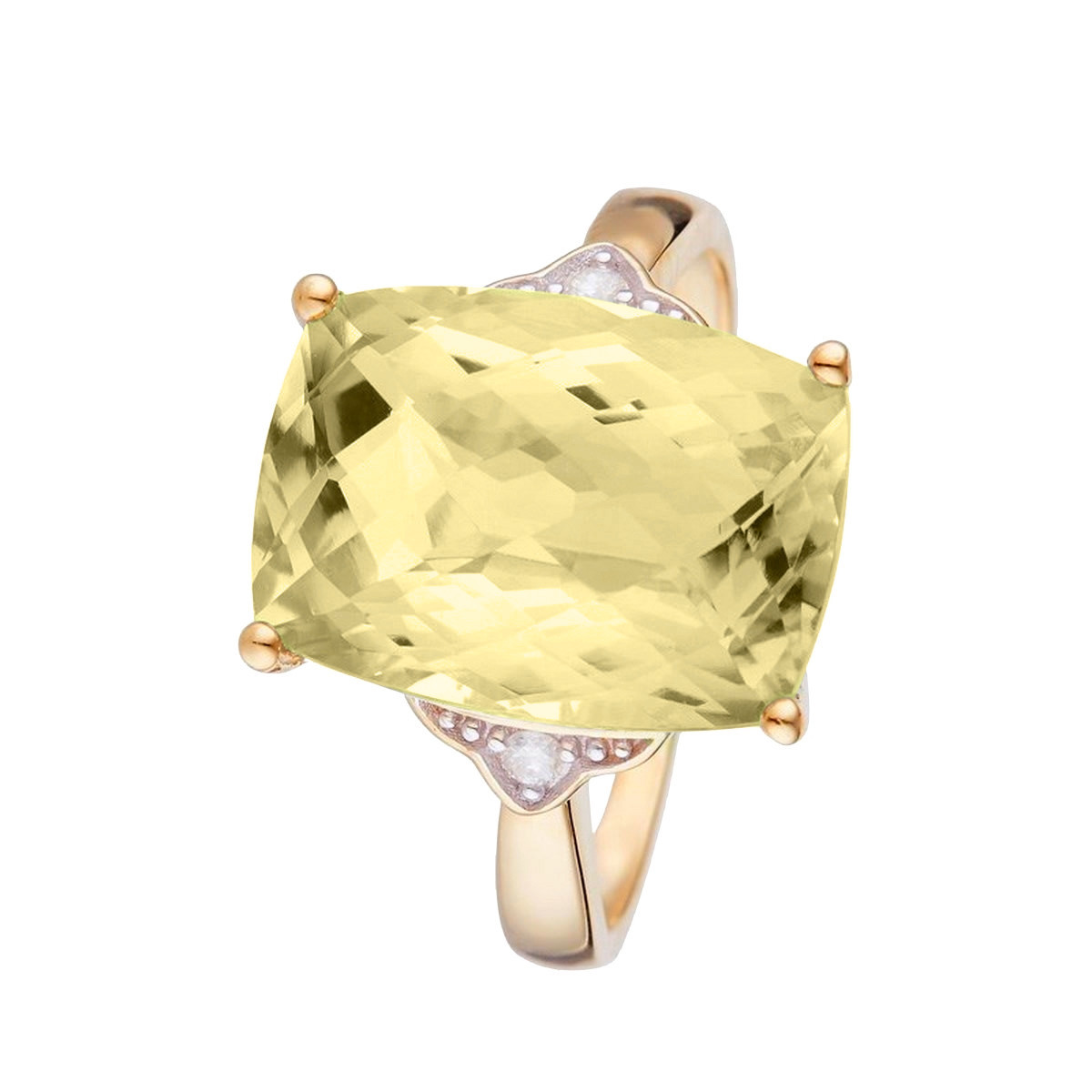 Bague "Green Hill Quartz" Or jaune et Diamants Bague " Priscille" Or jaune et Quartz