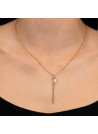 Collier laiton doré monté d'une crystal blanche " Louna "