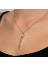 Collier laiton doré monté d'une crystal blanche " Louna "