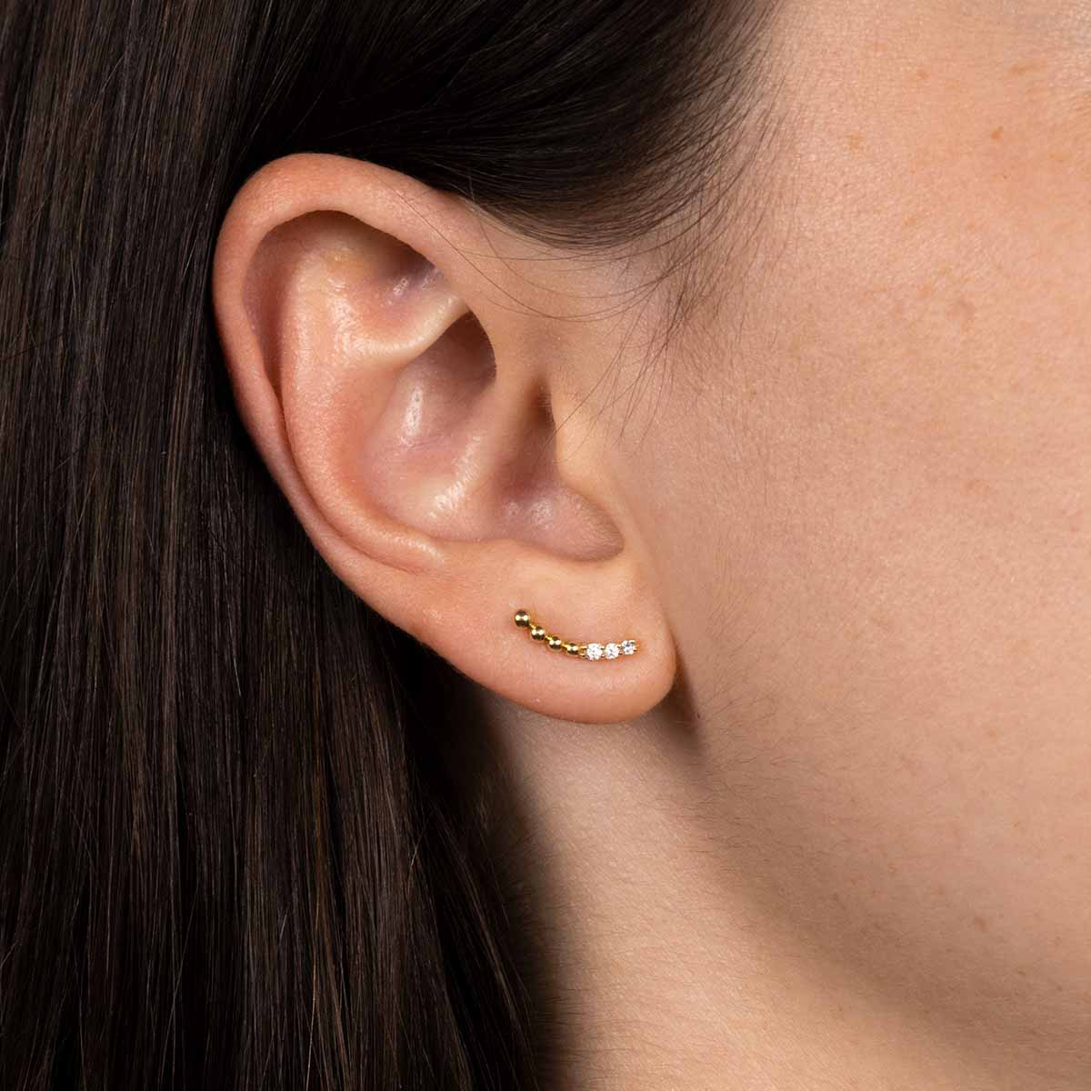 Boucles d'oreilles dépareillées "Grimpante et Puce" Or Jaune 375/1000