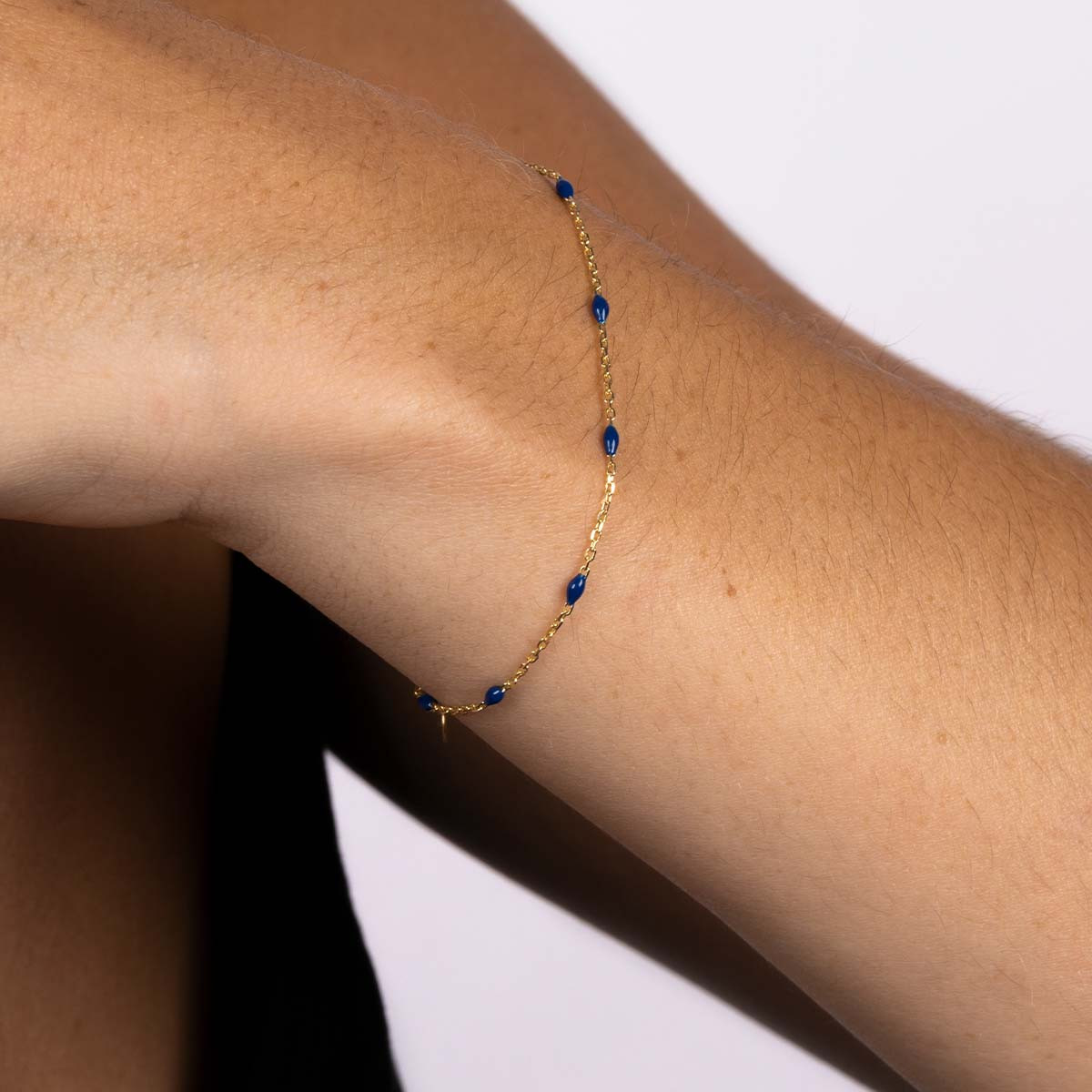 Bracelet "Perlé d'Émail Bleu" Or jaune