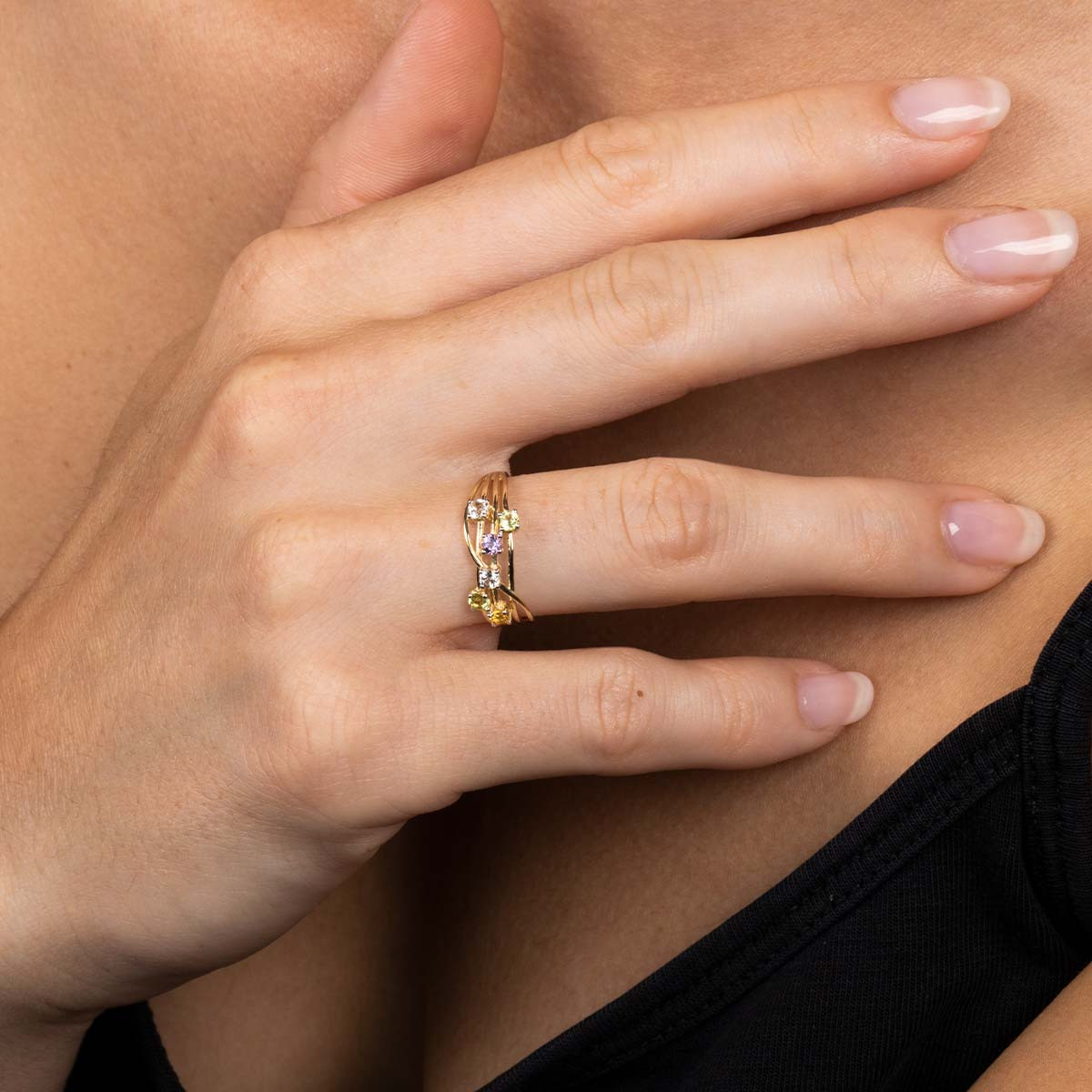 Bague "Colorama Multipierres" Or jaune et Diamants Bague "Colorama Multipierres" Or jaune et Diamants