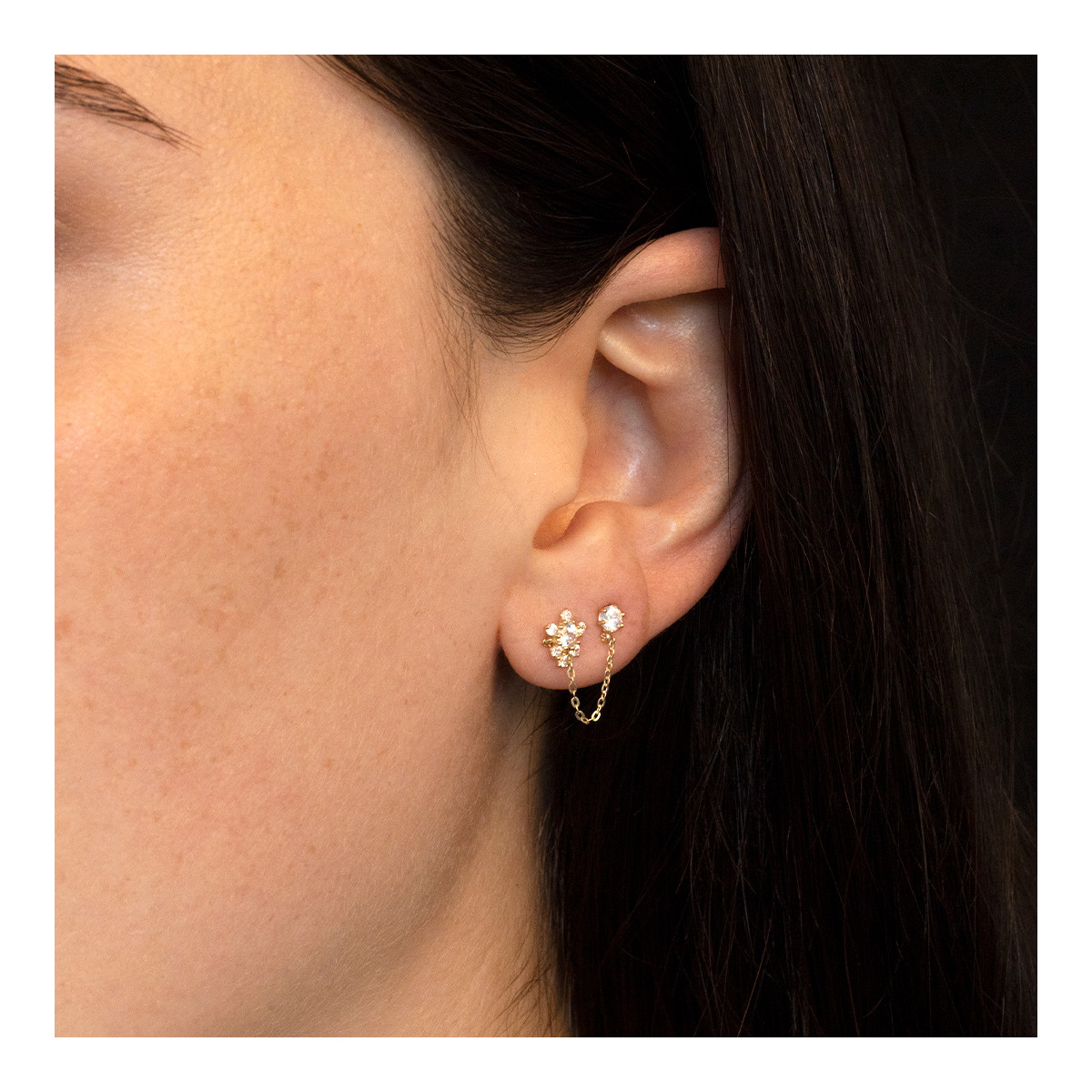 Boucle d'oreille or jaune et oxydes de zirconium "Duchesse" Boucle d'oreille "Duchesse" or jaune