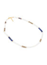 Collier "Ihuicatl" Opal blanche, Lapis et Labradorite
