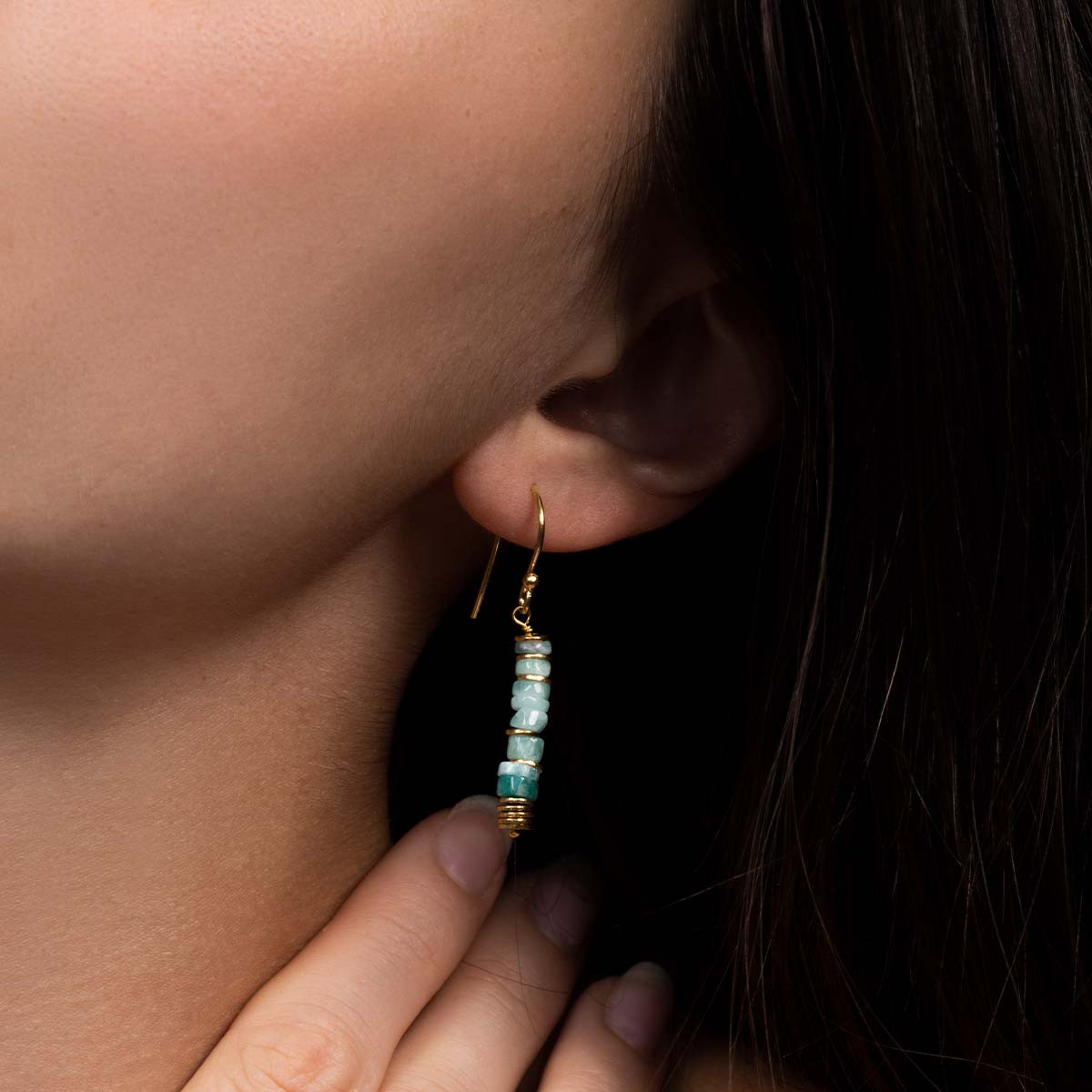 Boucle d'oreilles "Quetzal" Amazonite Boucle d'oreilles "Siempreviva" Amazonite