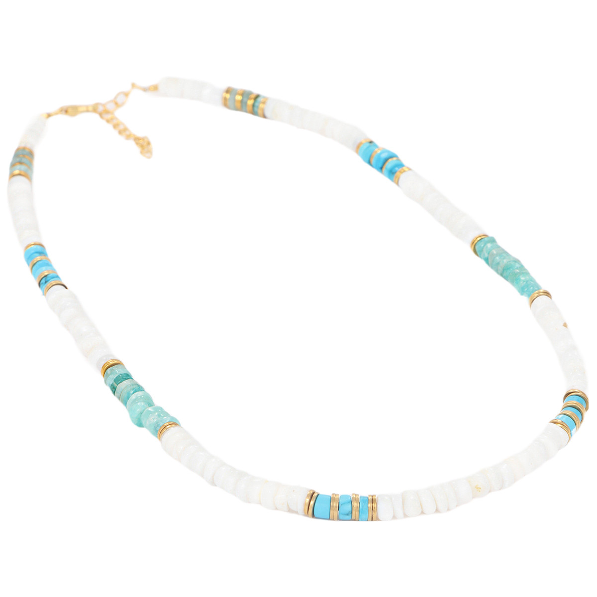 Collier "Inga" Amazonite Blanche, Opale et Turquoise