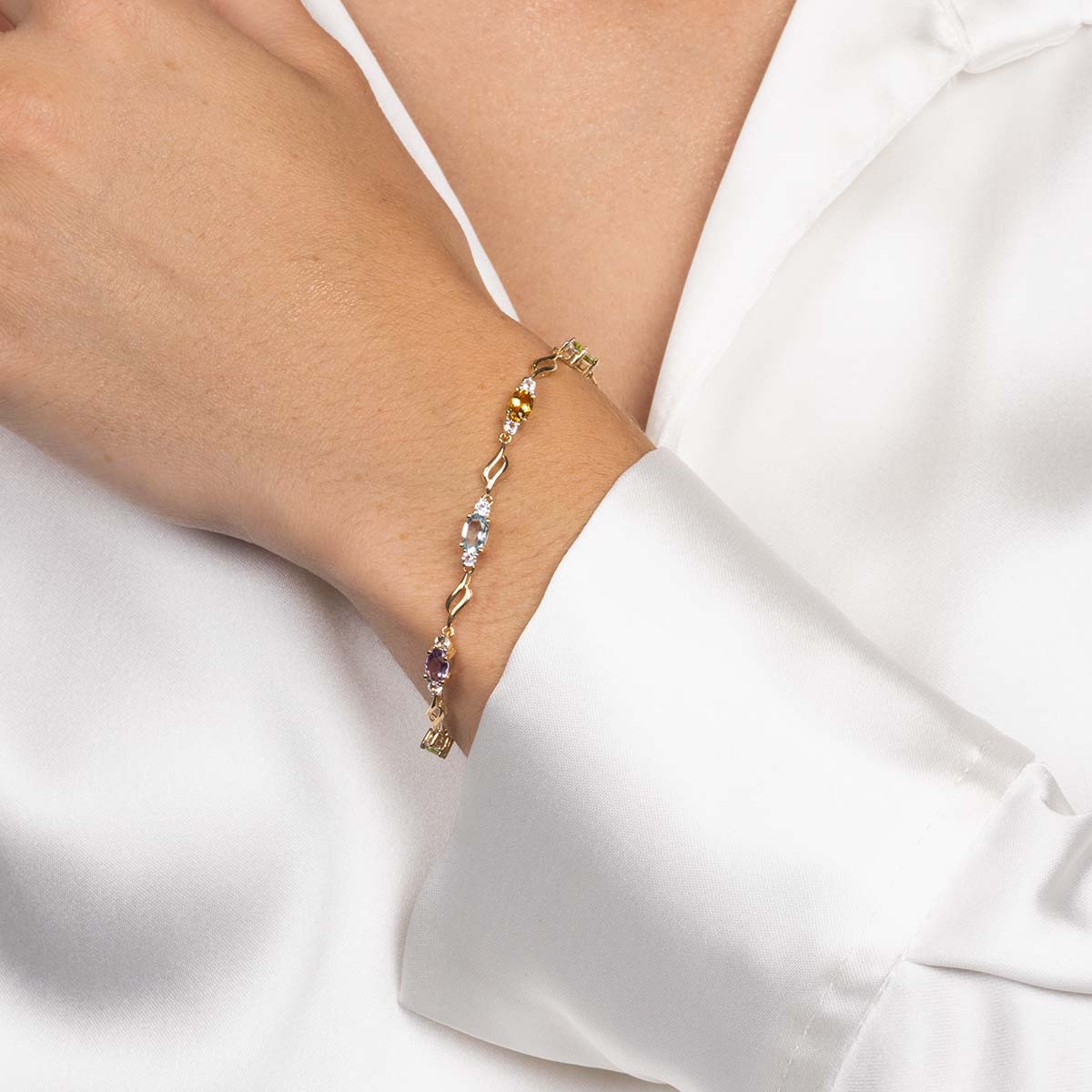 Bracelet Or Jaune et Pierres Précieuse Bracelet "Albane" Or jaune et Multipierres