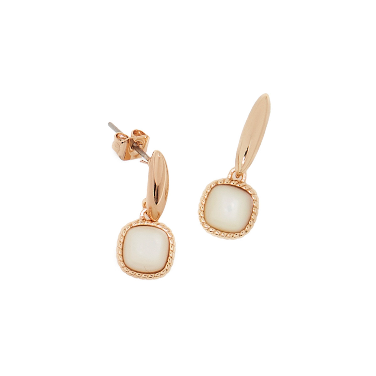Boucles d'oreilles "Polarisée", Nacre blanche Laiton doré