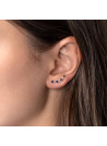 Boucles d'oreilles Océan grimpantes en Or Blanc, Diamants et Saphir