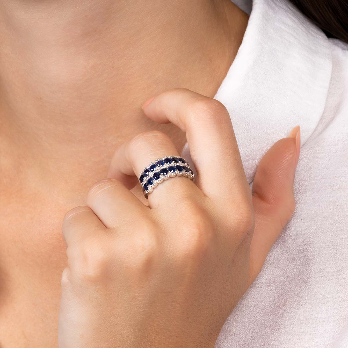 Bague "Salma Saphir" Or et Diamants Bague "Violaine" Or blanc et Saphir