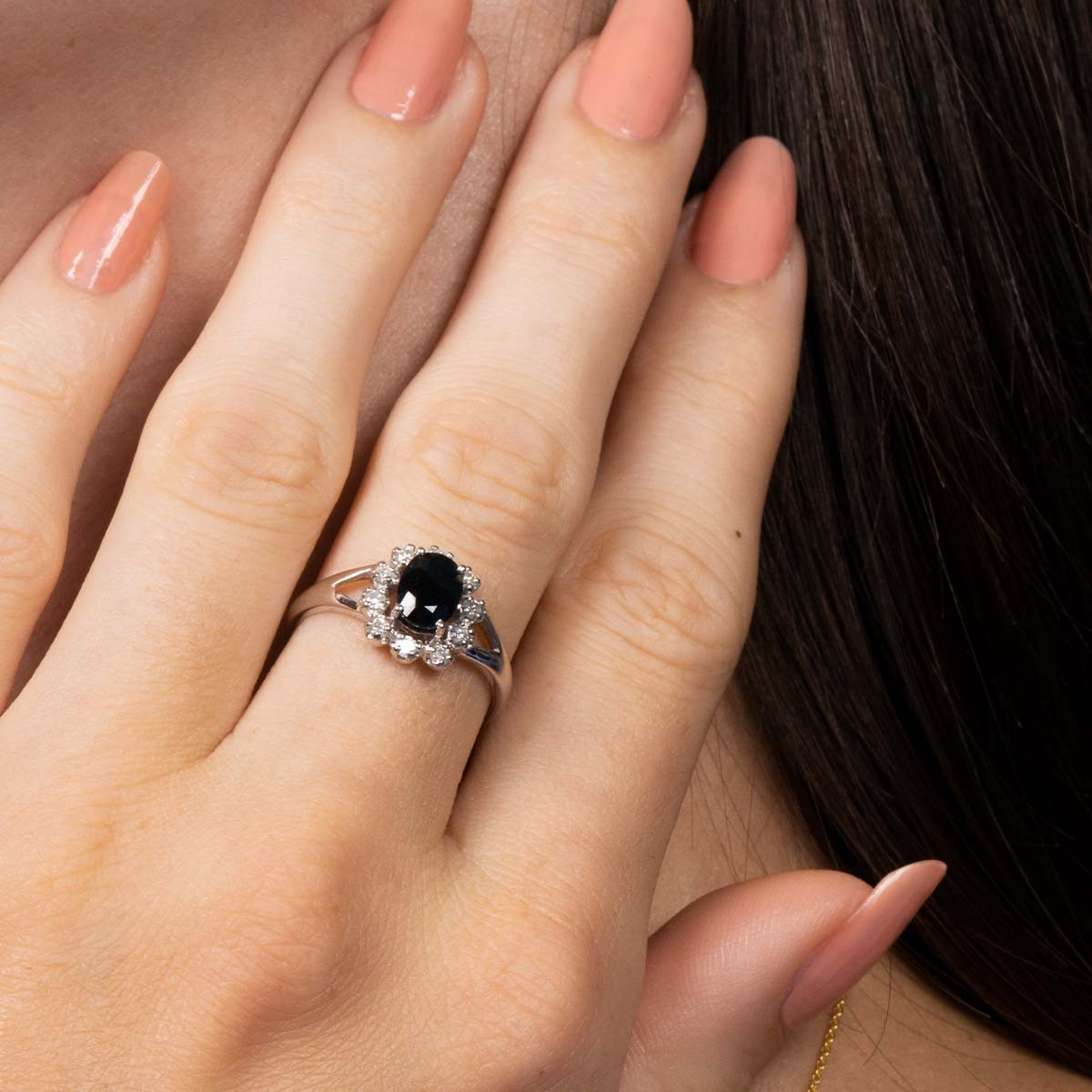 Bague "Bahia Saphir" Or blanc et Diamants Bague "Bahia Saphir" Or blanc et Diamants