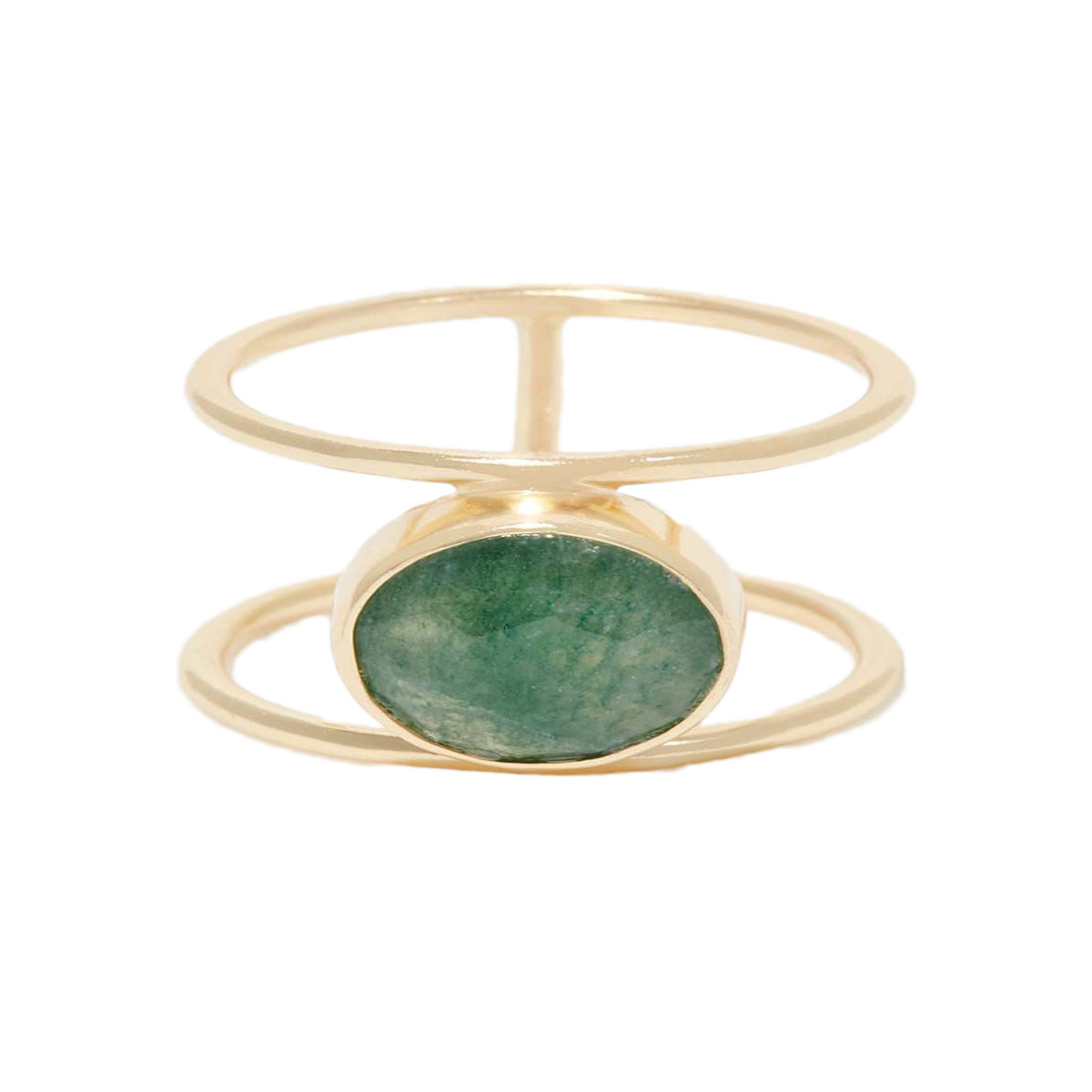 Bague "Eclipse" Aventurine Laiton doré