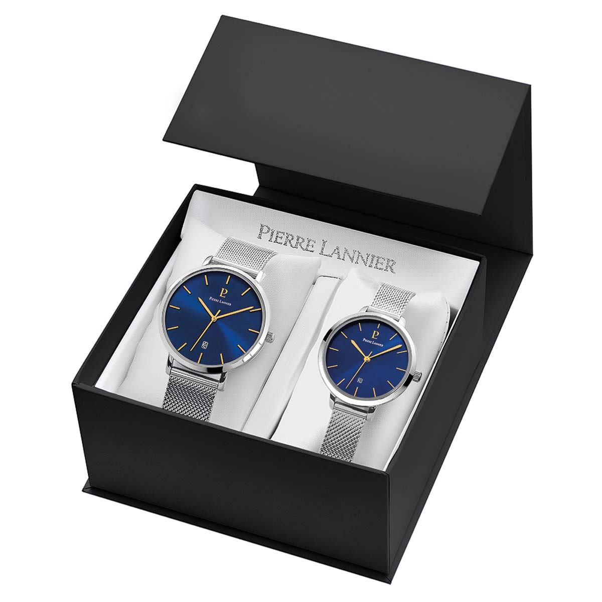 Coffret couple Montres Mixtes Pierre Lannier EchoMixteBleu - 396D661