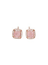 Boucles d'oreilles "Popi Coussin Quartz Rose" Or et Diamants