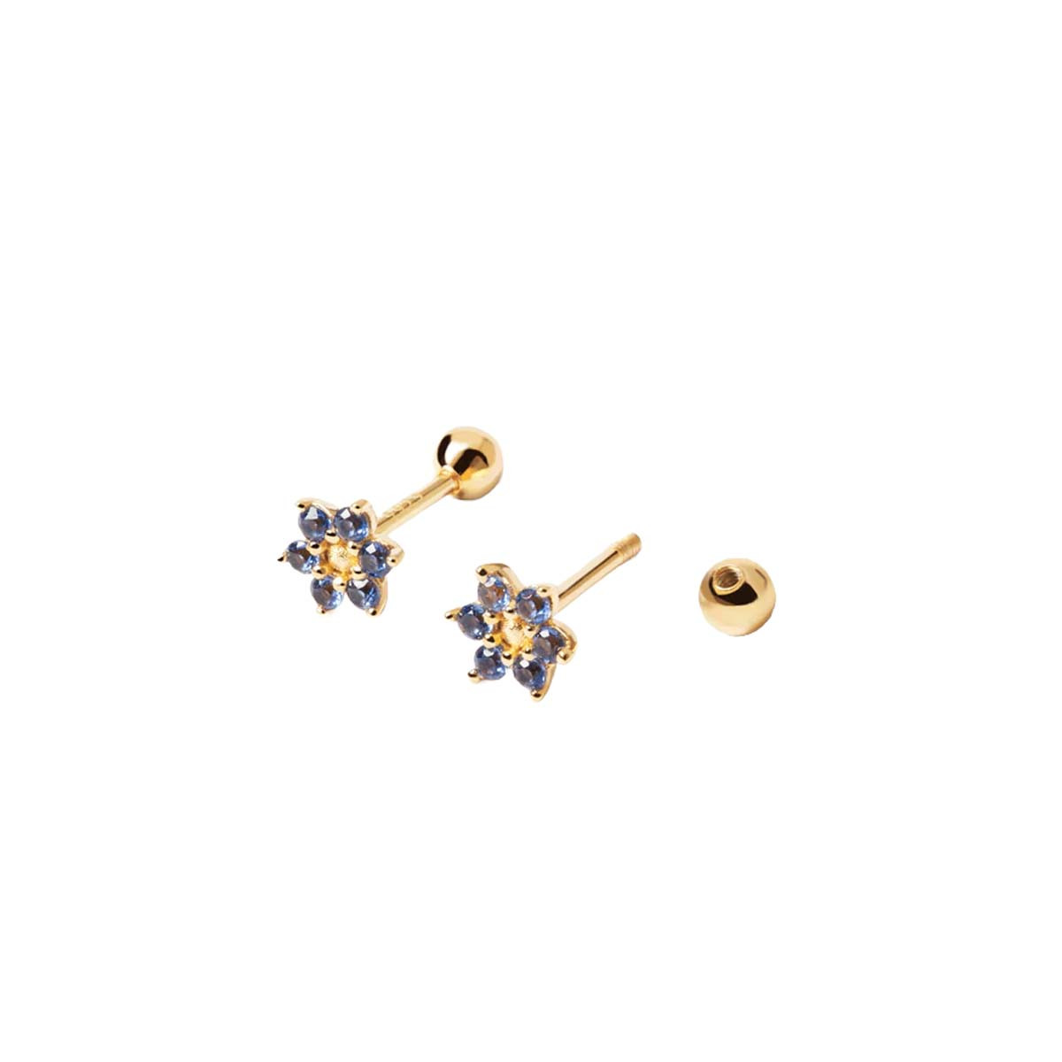 PDPAOLA Boucles d'Oreilles - Les Petites - en argent doré PDPAOLA Boucles d'Oreilles - Indigo Peony - en argent plaqué or - AR01-348-U