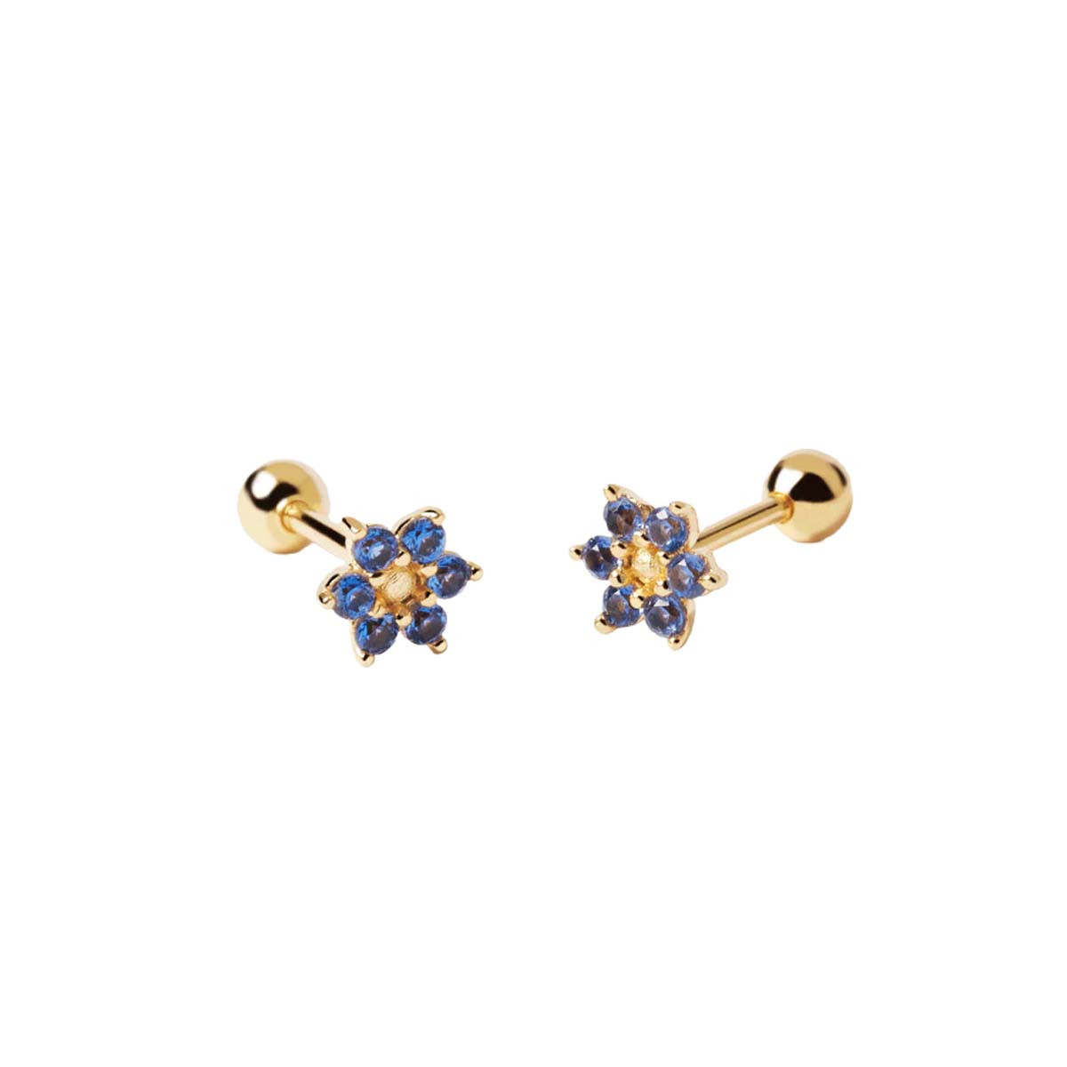 PDPAOLA Boucles d'Oreilles - Les Petites - en argent doré PDPAOLA Boucles d'Oreilles - Indigo Peony - en argent plaqué or - AR01-348-U
