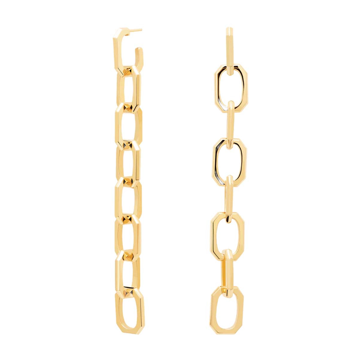 PDPAOLA Boucles d'Oreilles - Endless Signature Chain  - en métal plaqué or - AR01-418-U