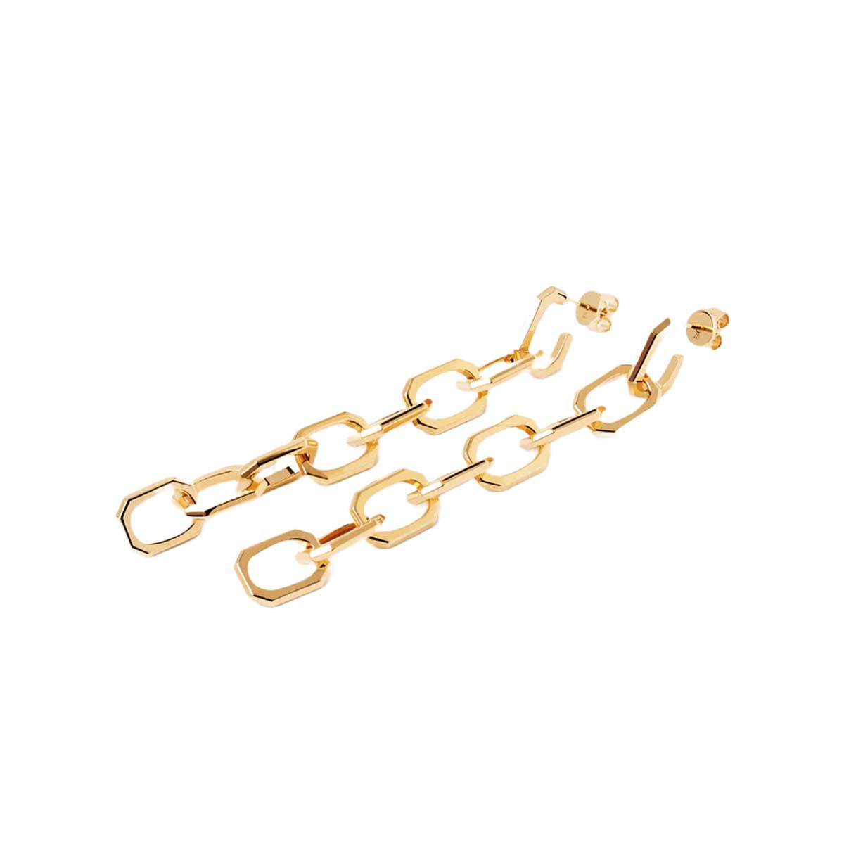 PDPAOLA Boucles d'Oreilles - Endless Signature Chain  - en métal plaqué or - AR01-418-U