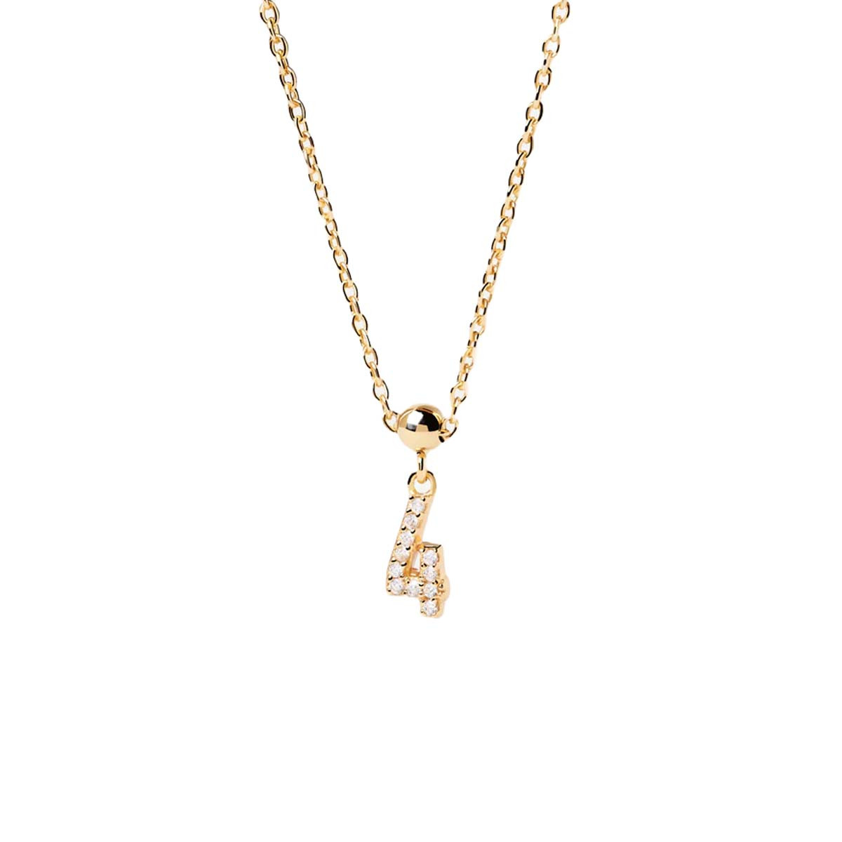 PDPAOLA Charm - Numéro 4 - en argent plaqué or - CH01-006-U