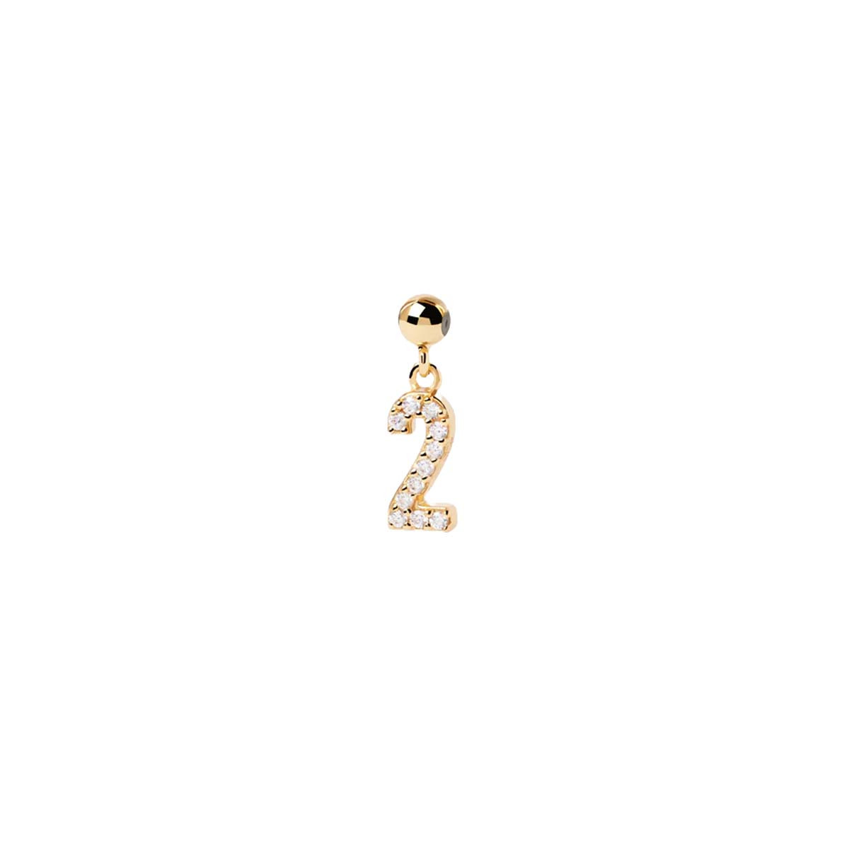 PDPAOLA Charm - Numéro 2 - en argent plaqué or - CH01-008-U