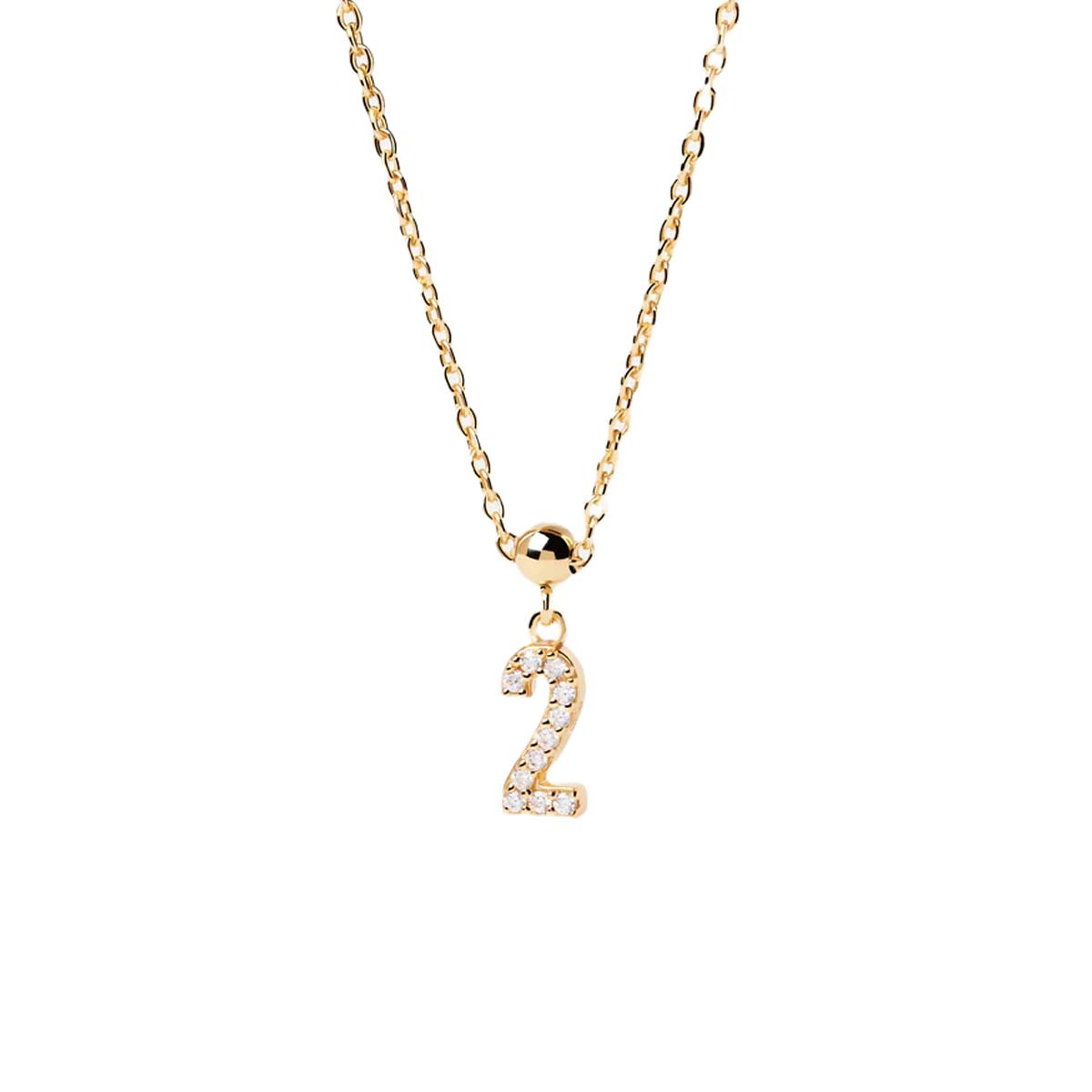 PDPAOLA Charm - Numéro 2 - en argent plaqué or - CH01-008-U