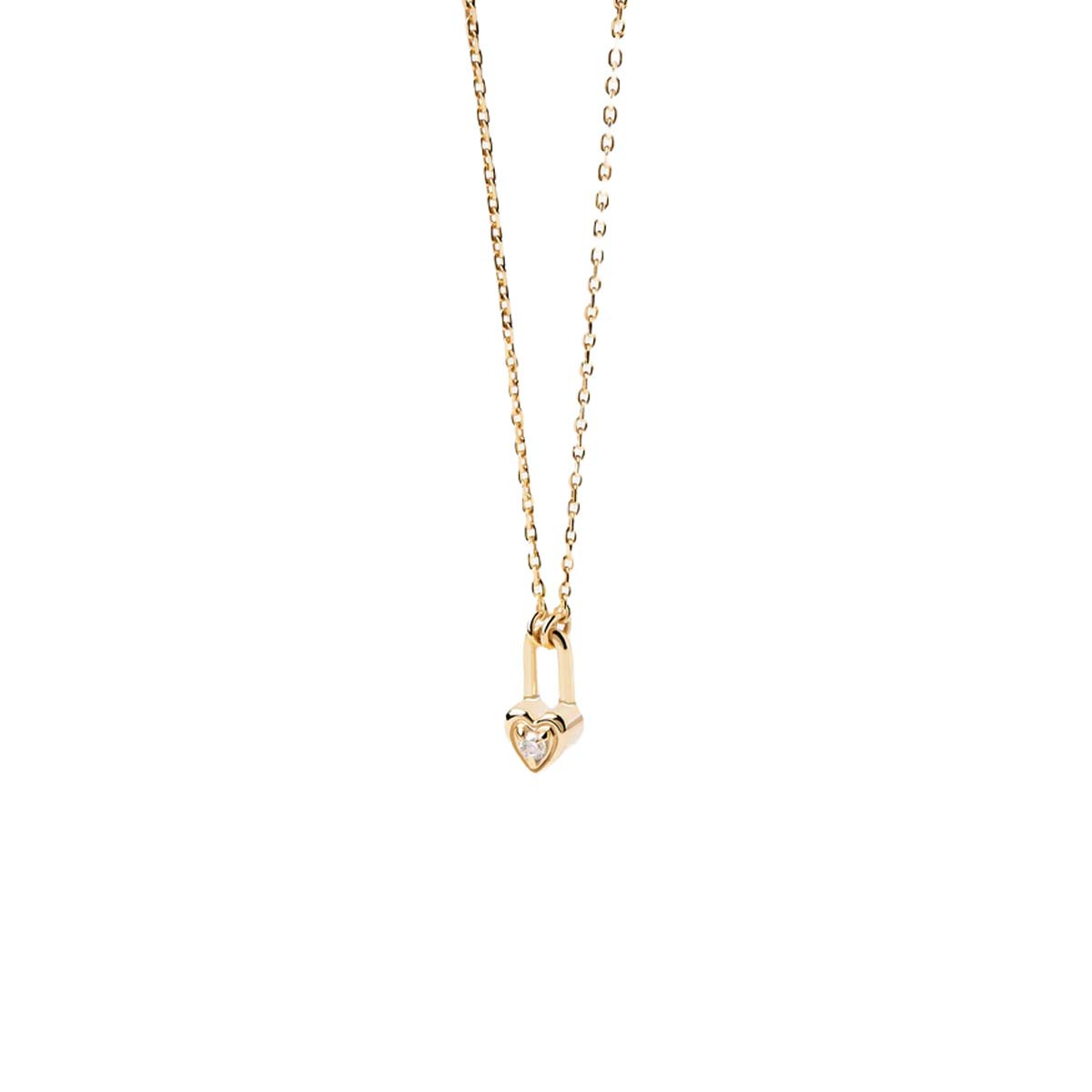 PDPAOLA Collier - Cadenas Cœur - en argent plaqué or - CO01-510-U