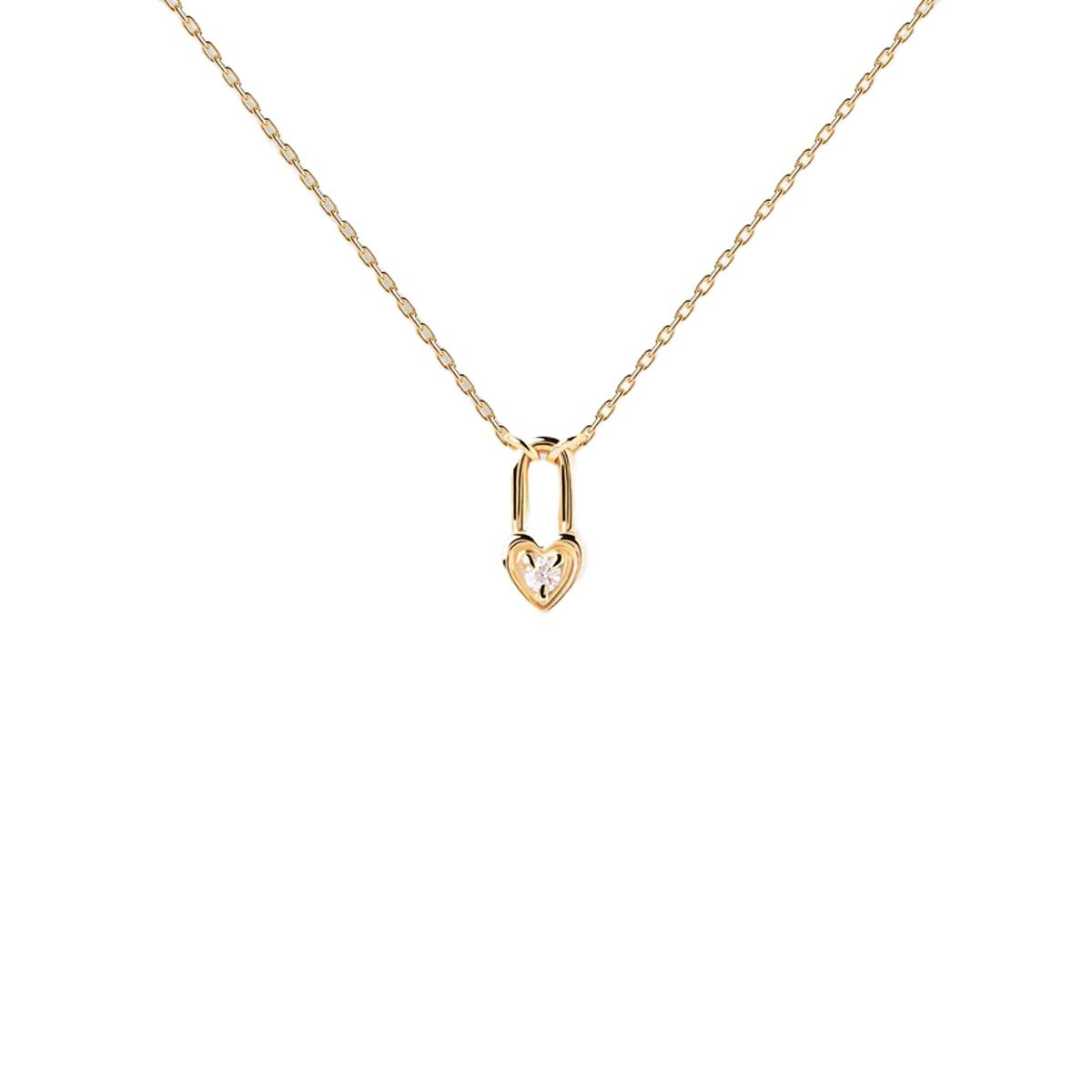 PDPAOLA Collier - Cadenas Cœur - en argent plaqué or - CO01-510-U